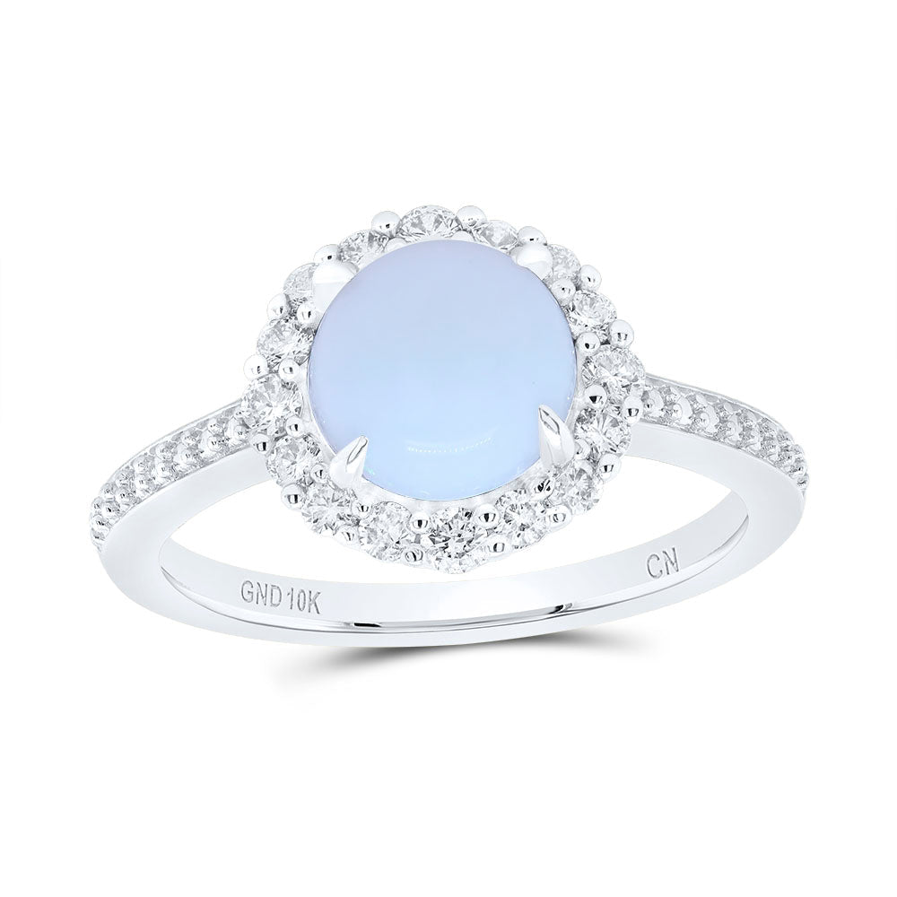 1/3CTW-NAT DIA CN 7.50MM RD-OPAL NAT GEM ROUND RING 7 Daisy Joyeria