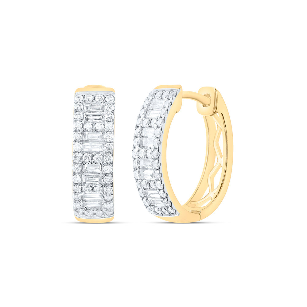 5/8CTW-NAT DIA ANA M FASHION BAGUETTE HOOP EARRING Daisy Joyeria