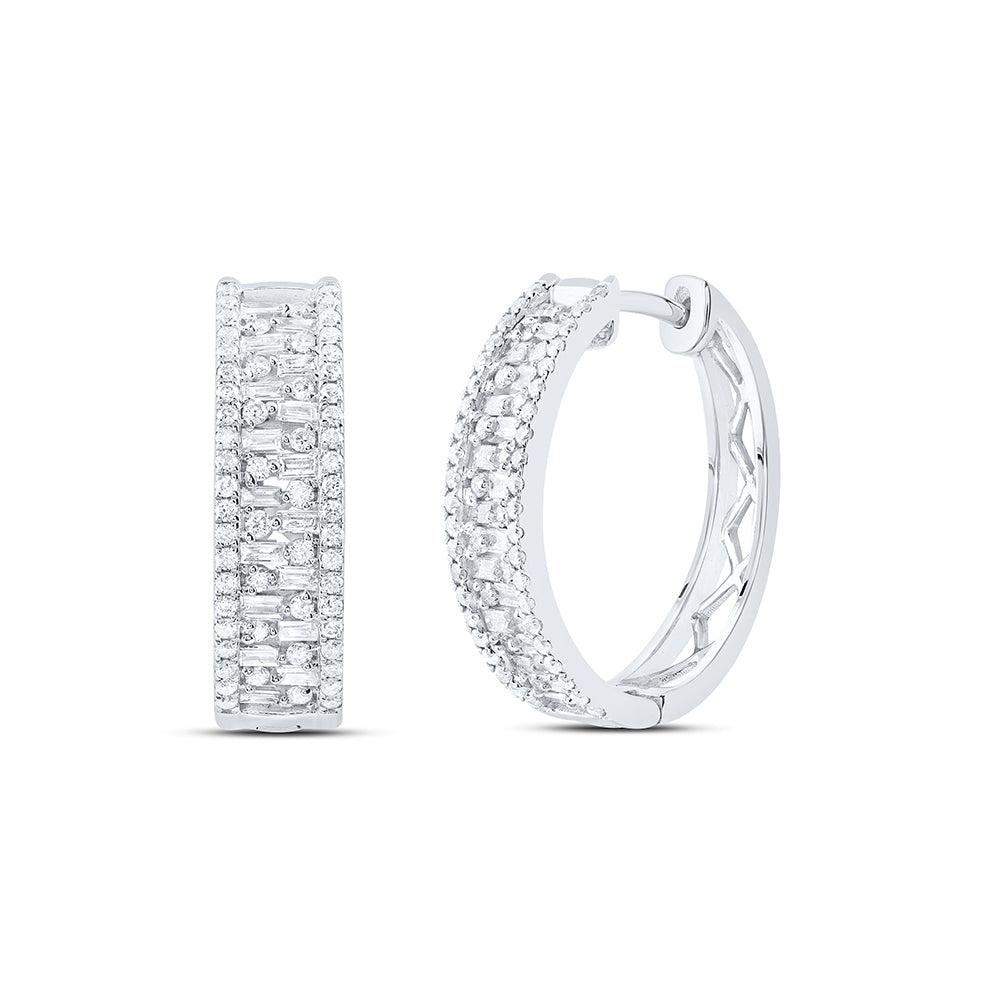 7/8CTW-NAT DIA ANA M FASHION BAGUETTE HOOP EARRING Daisy Joyeria