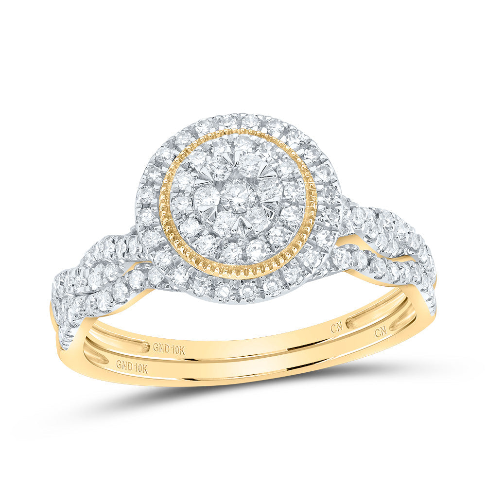 1/2CTW-NAT DIA CN ROUND DOUBLE HALO BRIDAL SET 7 Daisy Joyeria