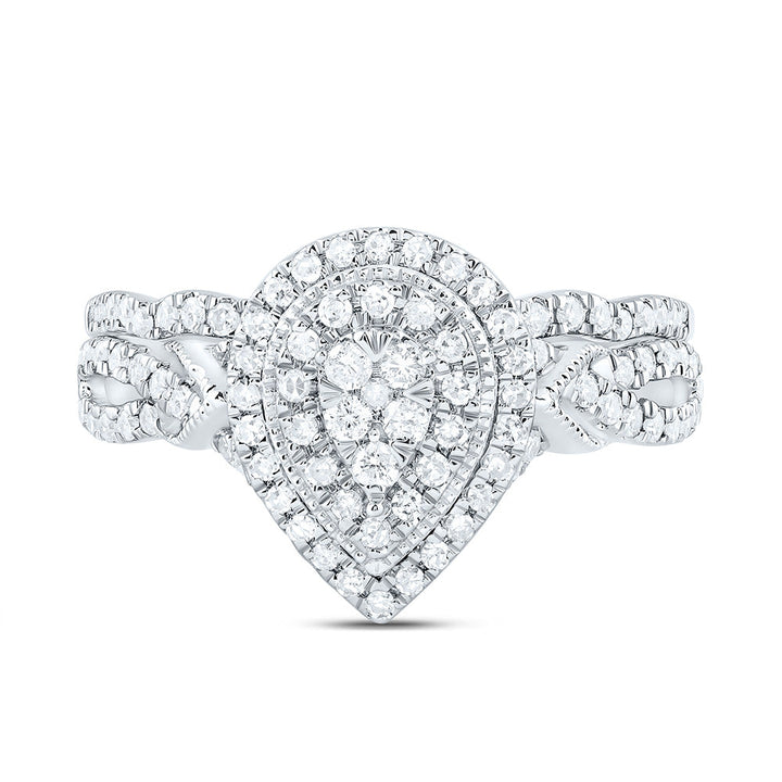 1/2CTW-NAT DIA CN PEAR DOUBLE HALO BRIDAL SET 7 Daisy Joyeria