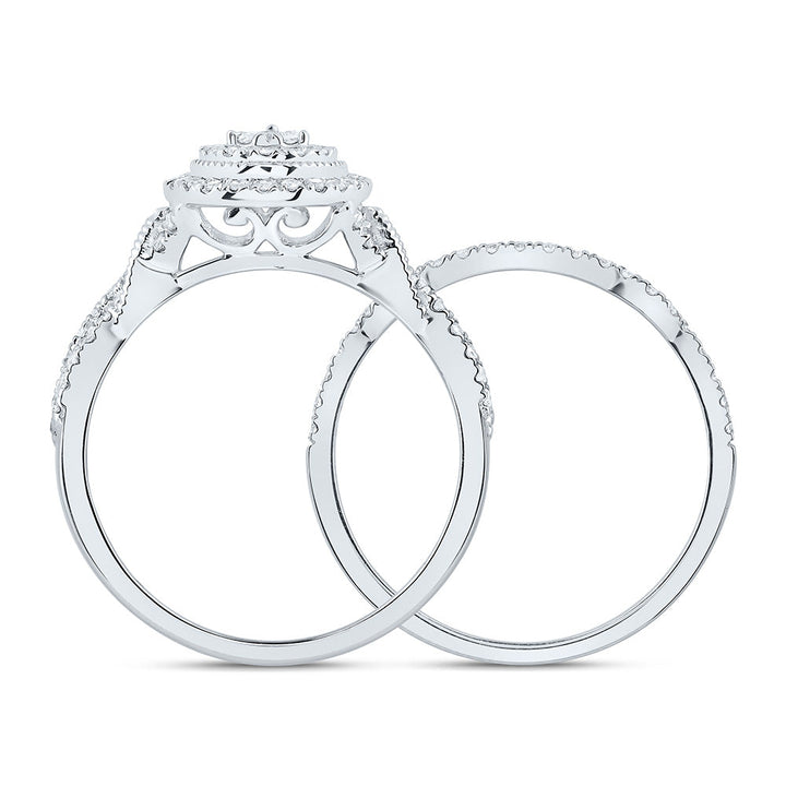 1/2CTW-NAT DIA CN PEAR DOUBLE HALO BRIDAL SET 7 Daisy Joyeria