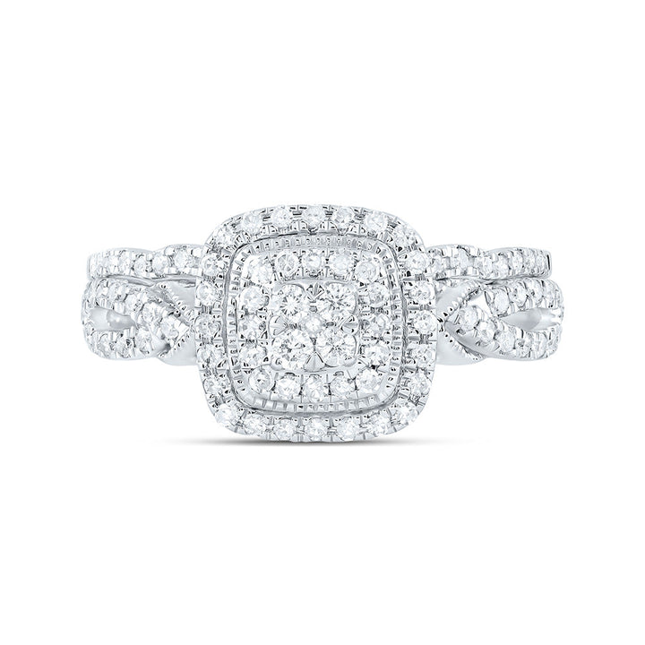 1/2CTW-NAT DIA CN CUSHION DOUBLE HALO BRIDAL SET 7 Daisy Joyeria