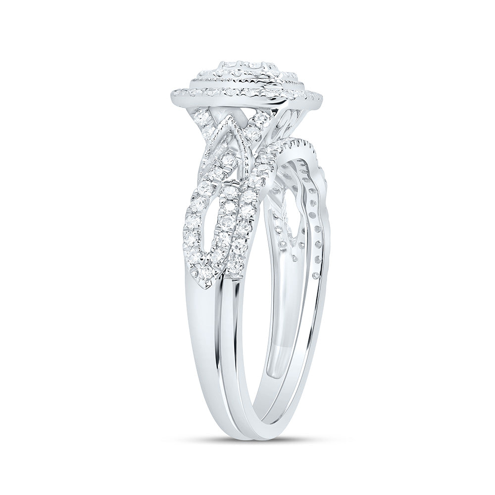 1/2CTW-NAT DIA CN CUSHION DOUBLE HALO BRIDAL SET 7 Daisy Joyeria