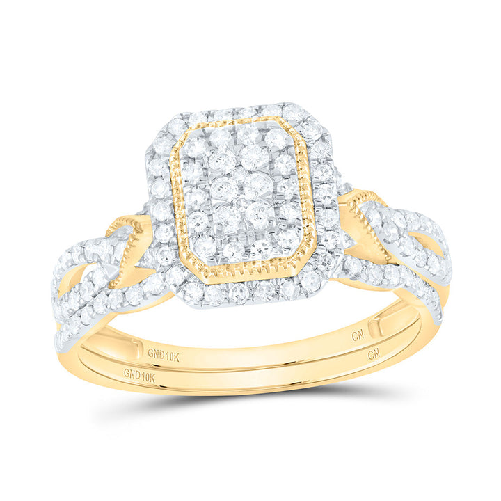 1/2CTW-NAT DIA CN EMERALD DOUBLE HALO BRIDAL SET 7 Daisy Joyeria