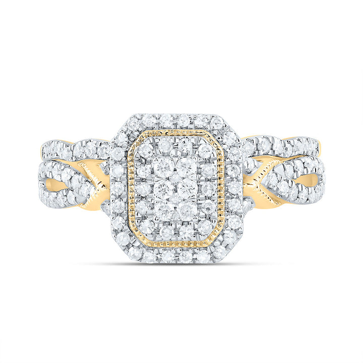 1/2CTW-NAT DIA CN EMERALD DOUBLE HALO BRIDAL SET 7 Daisy Joyeria