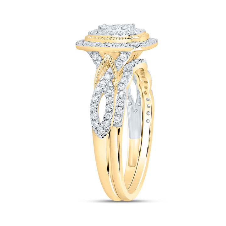 1/2CTW-NAT DIA CN EMERALD DOUBLE HALO BRIDAL SET 7 Daisy Joyeria