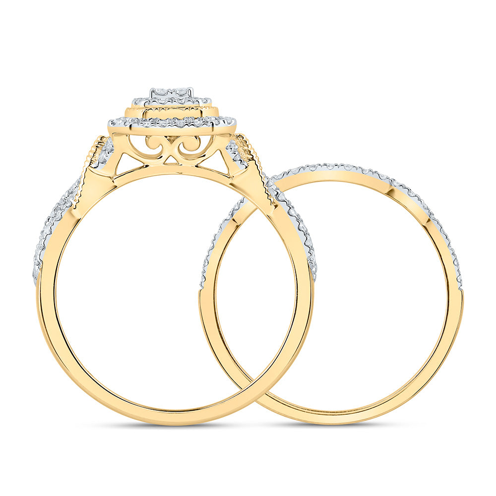 1/2CTW-NAT DIA CN EMERALD DOUBLE HALO BRIDAL SET 7 Daisy Joyeria