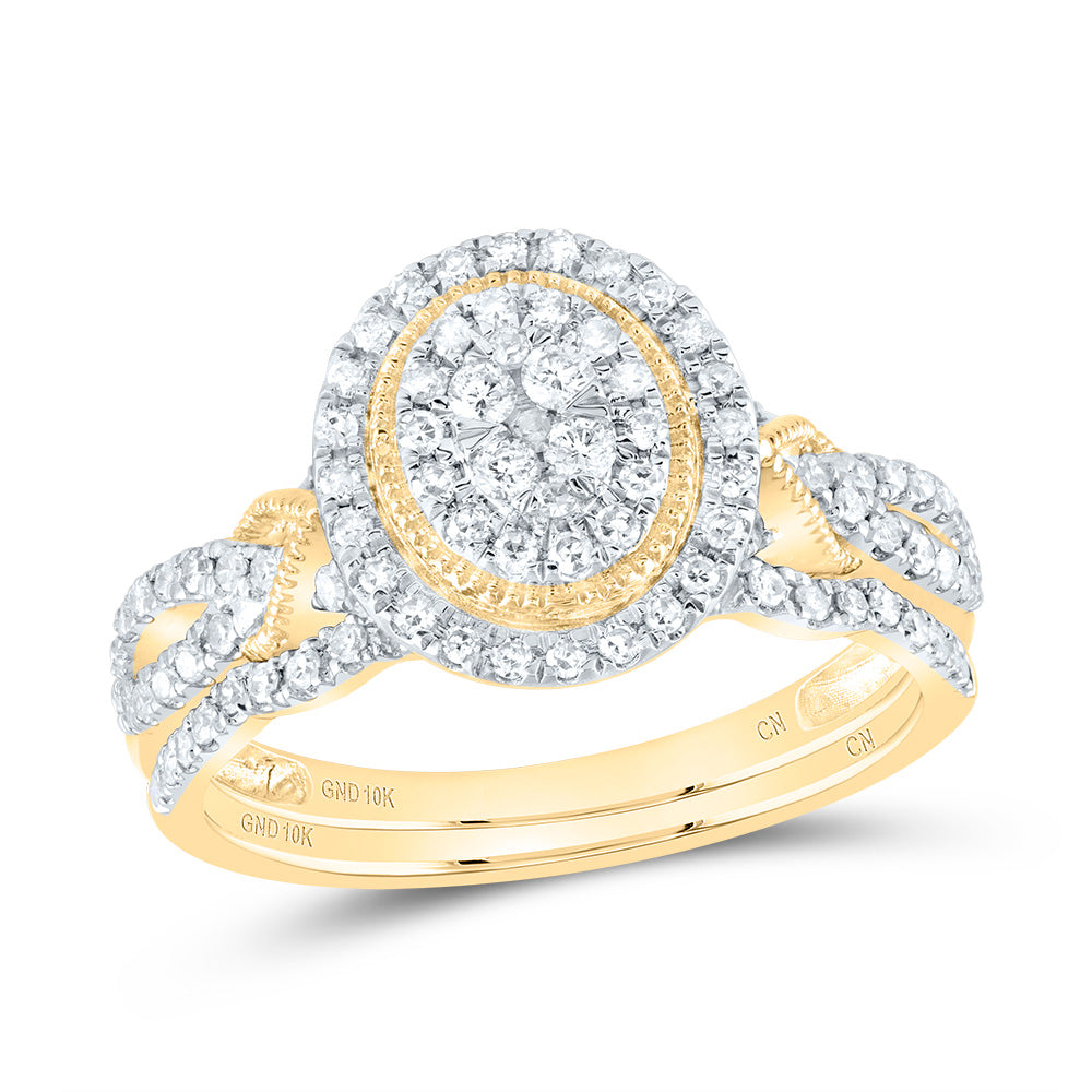 1/2CTW-NAT DIA CN OVAL DOUBLE HALO BRIDAL SET 7 Daisy Joyeria