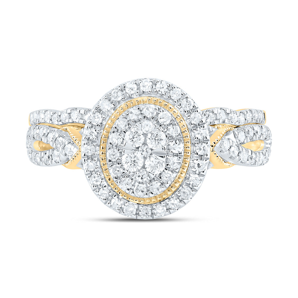1/2CTW-NAT DIA CN OVAL DOUBLE HALO BRIDAL SET 7 Daisy Joyeria
