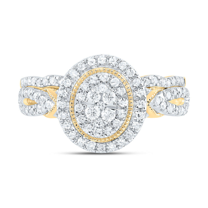 1/2CTW-NAT DIA CN OVAL DOUBLE HALO BRIDAL SET 7 Daisy Joyeria