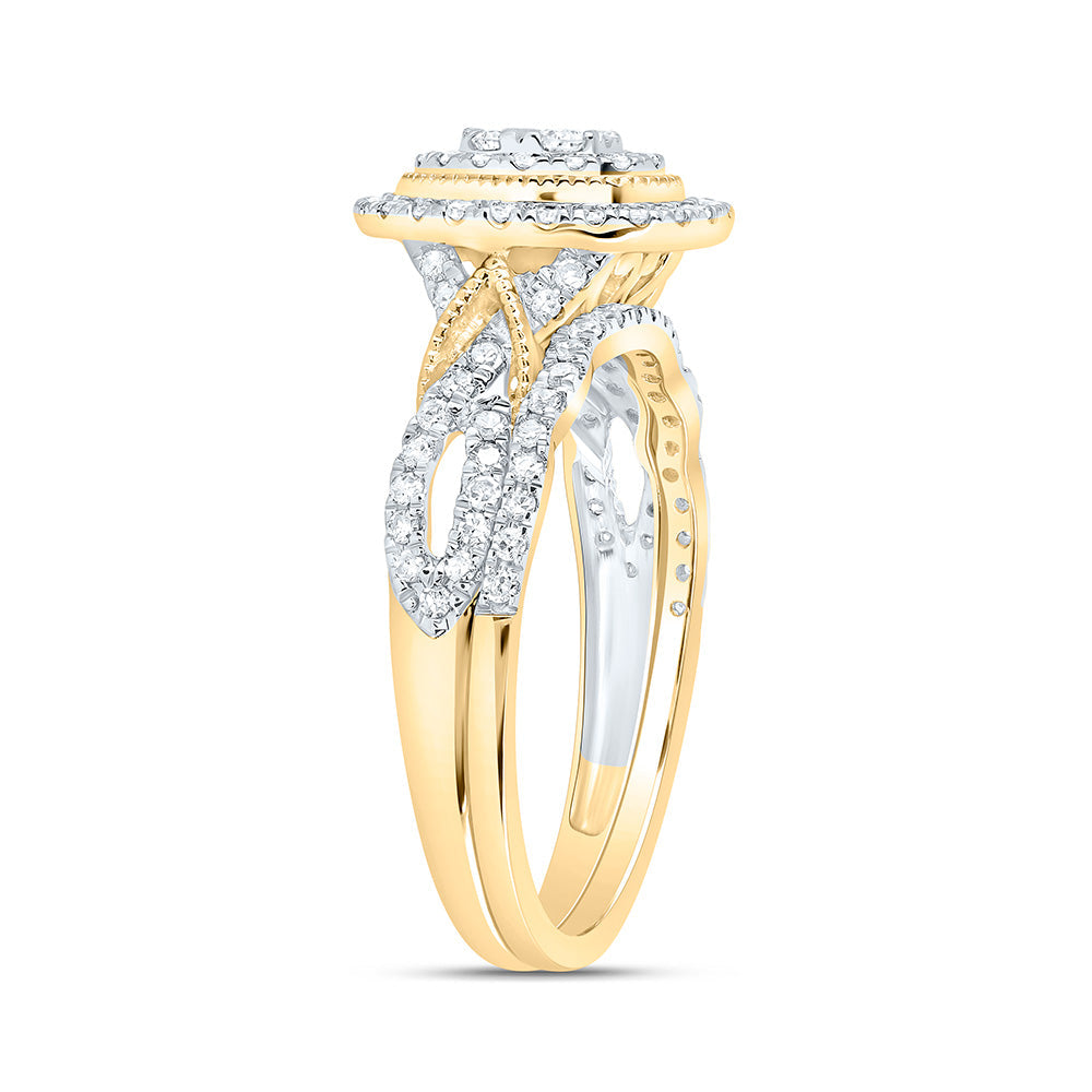 1/2CTW-NAT DIA CN OVAL DOUBLE HALO BRIDAL SET 7 Daisy Joyeria