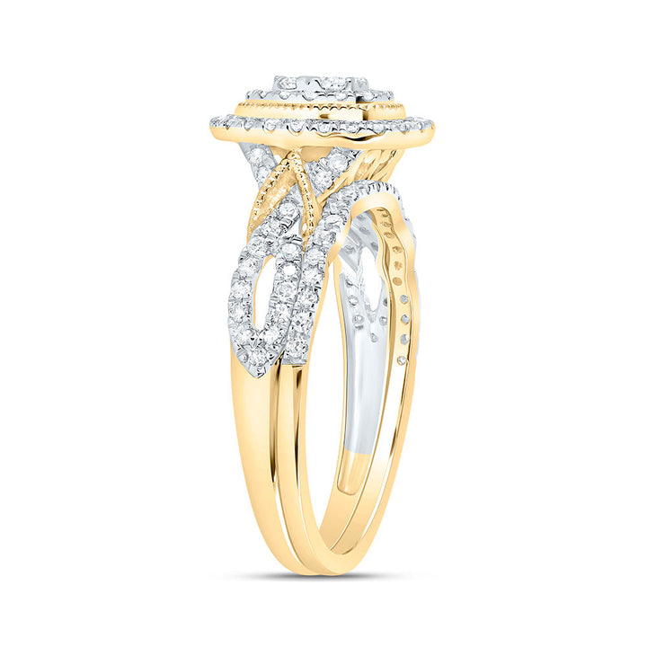 1/2CTW-NAT DIA CN OVAL DOUBLE HALO BRIDAL SET 7 Daisy Joyeria