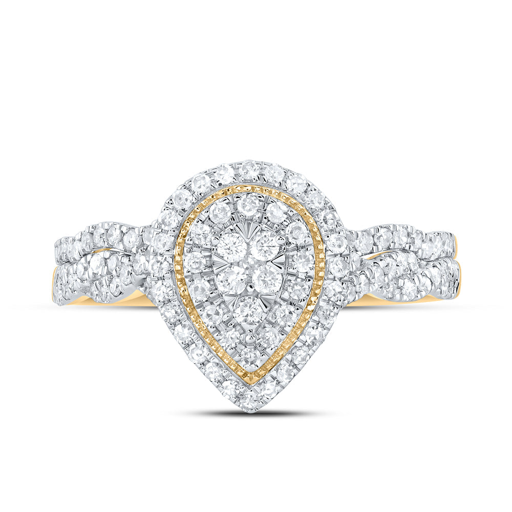 1/2CTW-NAT DIA CN PEAR DOUBLE HALO BRIDAL SET 7 Daisy Joyeria