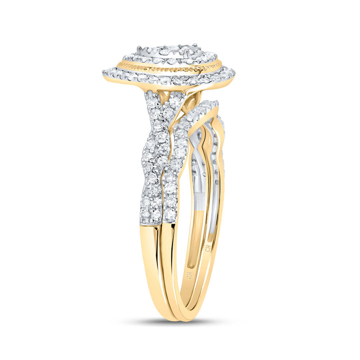 1/2CTW-NAT DIA CN PEAR DOUBLE HALO BRIDAL SET 7 Daisy Joyeria