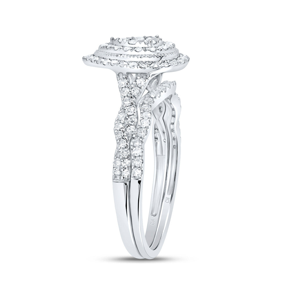 1/2CTW-NAT DIA CN PEAR DOUBLE HALO BRIDAL SET 7 Daisy Joyeria