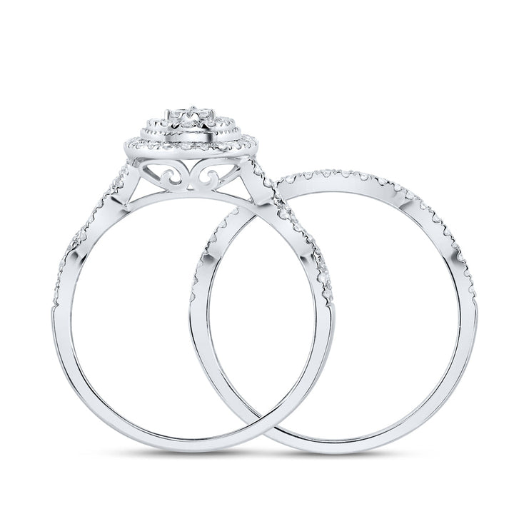 1/2CTW-NAT DIA CN PEAR DOUBLE HALO BRIDAL SET 7 Daisy Joyeria
