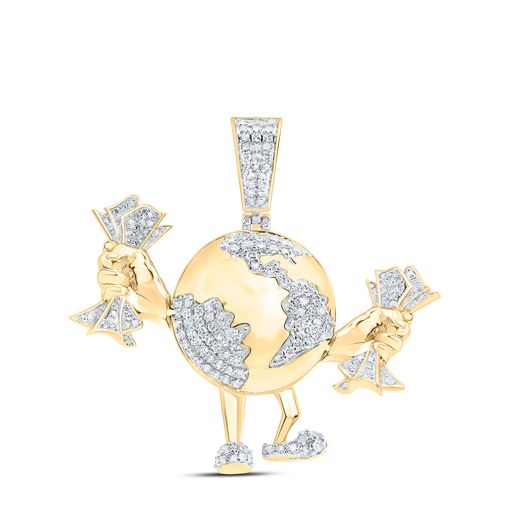 1CTW-NAT DIA NK GLOBE MONEY MENS CHARM Daisy Joyeria