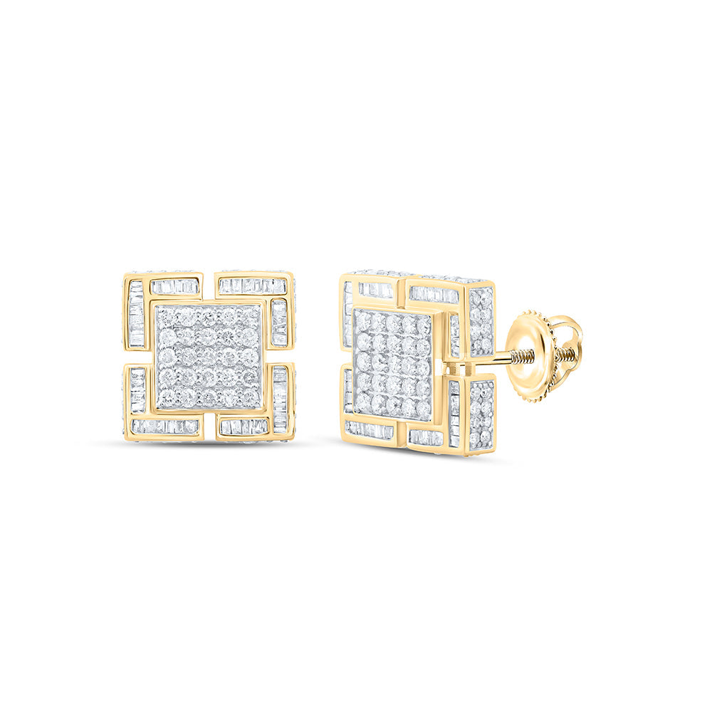 1 5/8CTW-NAT DIA P1 SQUARE MENS EARRING Daisy Joyeria
