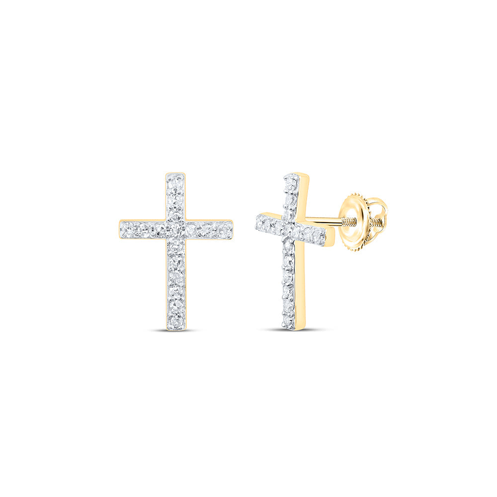 1/8CTW-NAT DIA P1 CROSS EARRING Daisy Joyeria