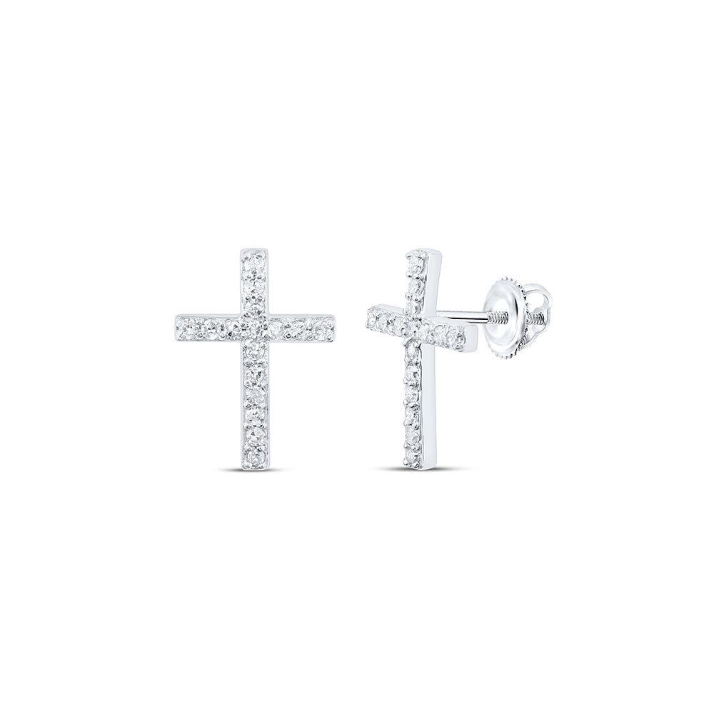 1/8CTW-NAT DIA P1 CROSS EARRING Daisy Joyeria