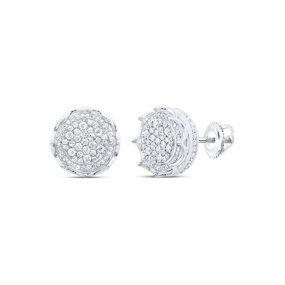 1CTW-NAT DIA P1 ROUND MENS EARRING Daisy Joyeria