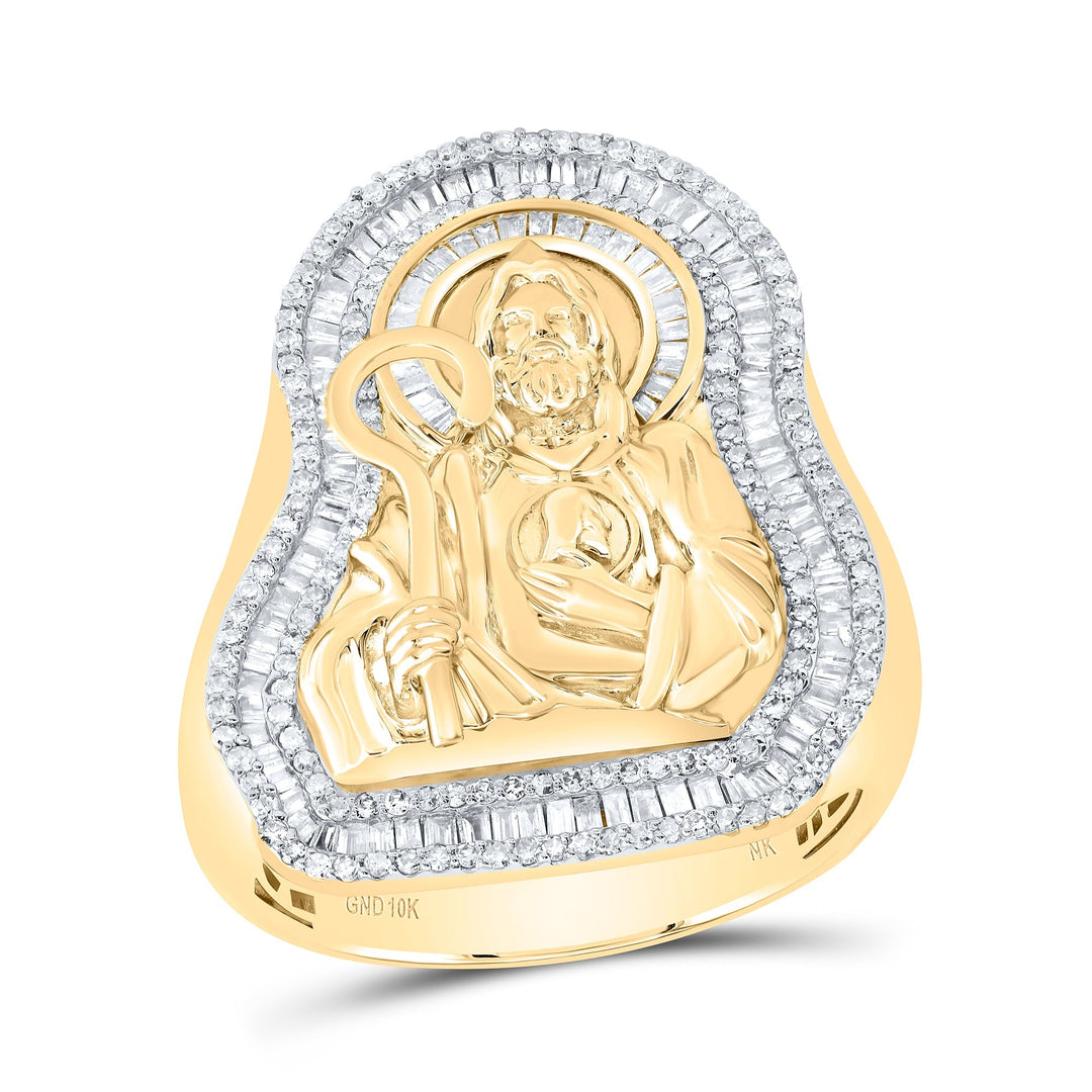 1CTW-NAT DIA NK ST.JUDE MENS RING 10 Daisy Joyeria