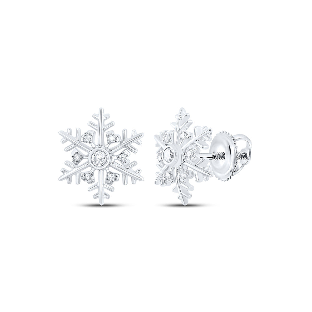 1/10CTW-NAT DIA NK FASHION SNOW FLAKE EARRING Daisy Joyeria