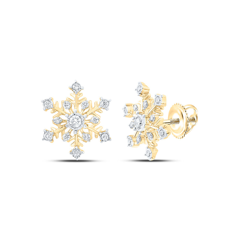 1/5CTW-NAT DIA NK FASHION SNOW FLAKE EARRING Daisy Joyeria