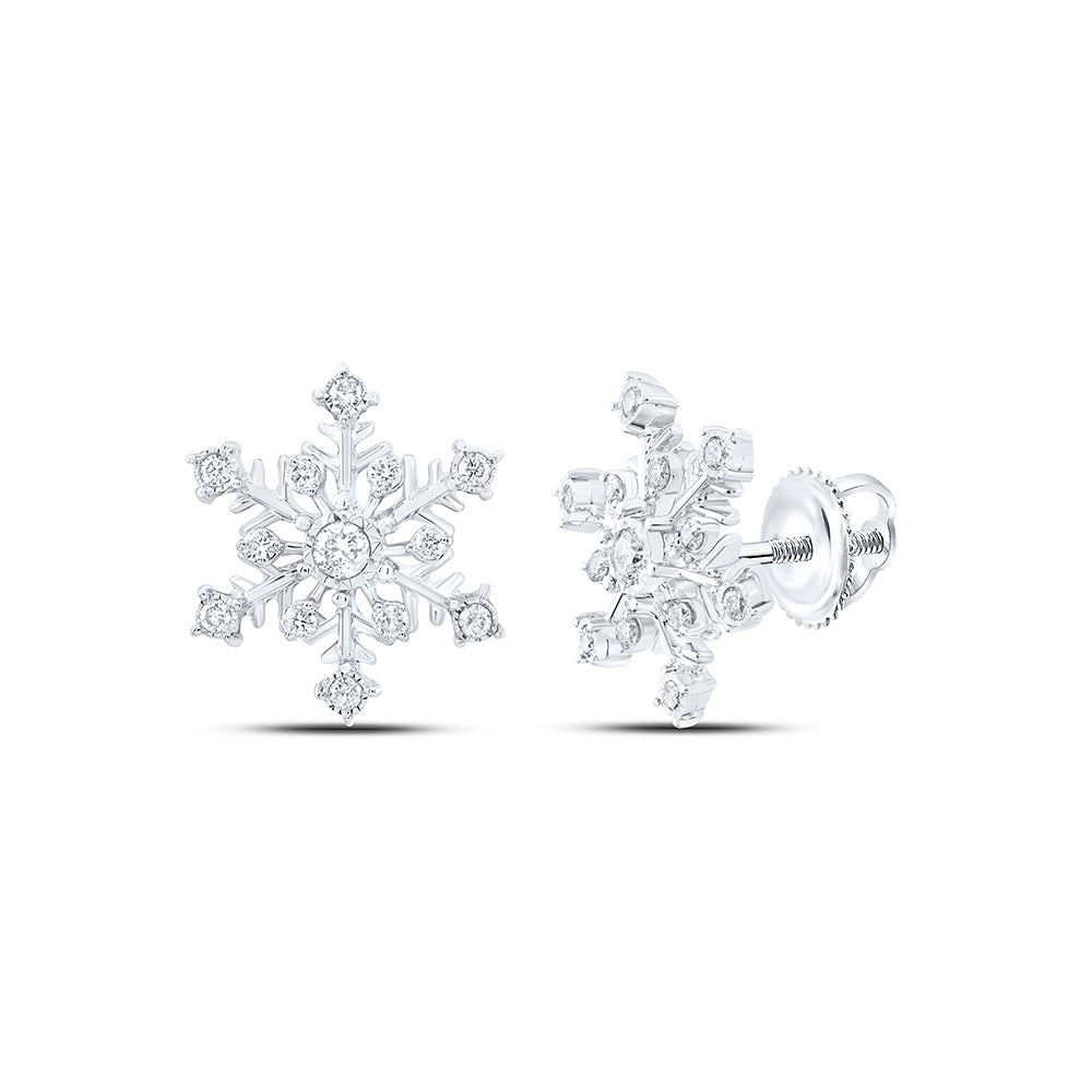 1/5CTW-NAT DIA NK FASHION SNOW FLAKE EARRING Daisy Joyeria