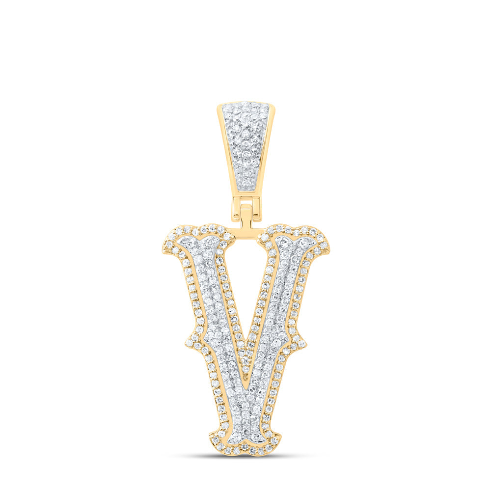 1/2CTW-NAT DIA NK FASHION INITIAL "V" PENDANT Daisy Joyeria