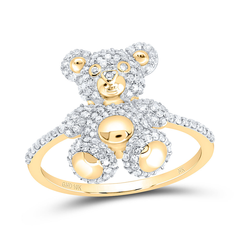 1/2CTW-NAT DIA NK FASHION TEDDY BEAR LADIES RING 7 Daisy Joyeria