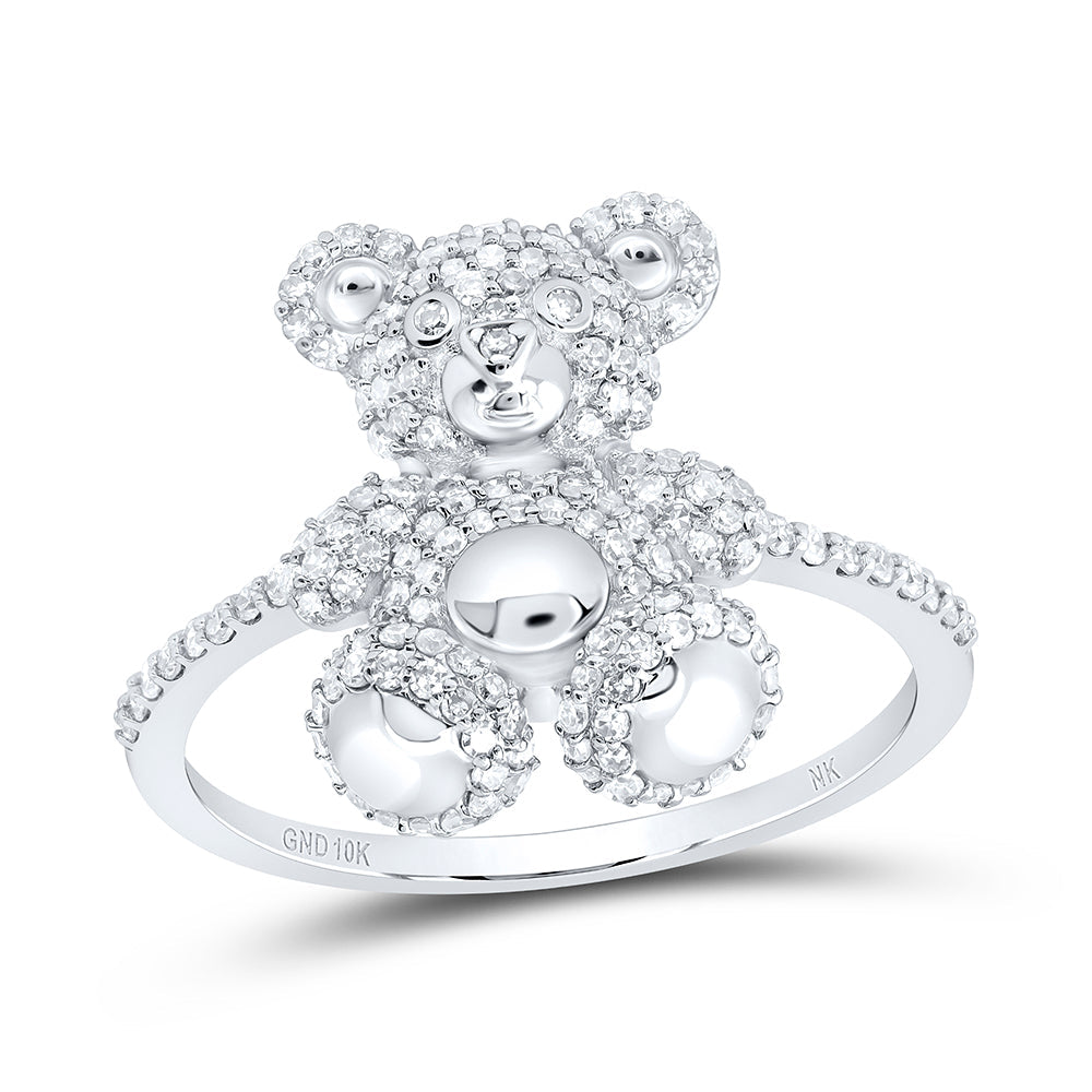 1/2CTW-NAT DIA NK FASHION TEDDY BEAR LADIES RING 7 Daisy Joyeria