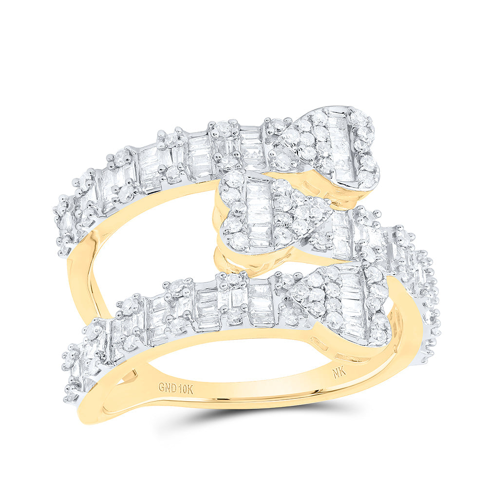 7/8CTW-NAT DIA NK HEART LADIES CUFF RING 7 Daisy Joyeria