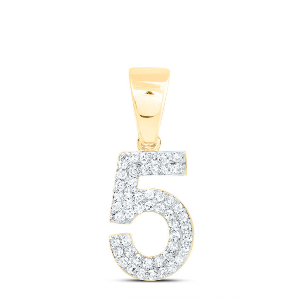 1/4CTW-NAT DIA NK NUMBER "5" FASHION PENDANT Daisy Joyeria