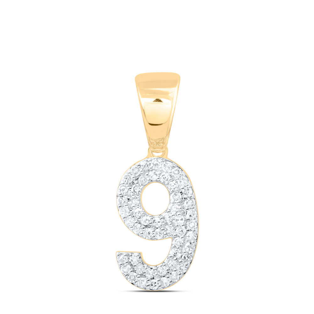 1/4CTW-NAT DIA NK NUMBER "9" FASHION PENDANT Daisy Joyeria