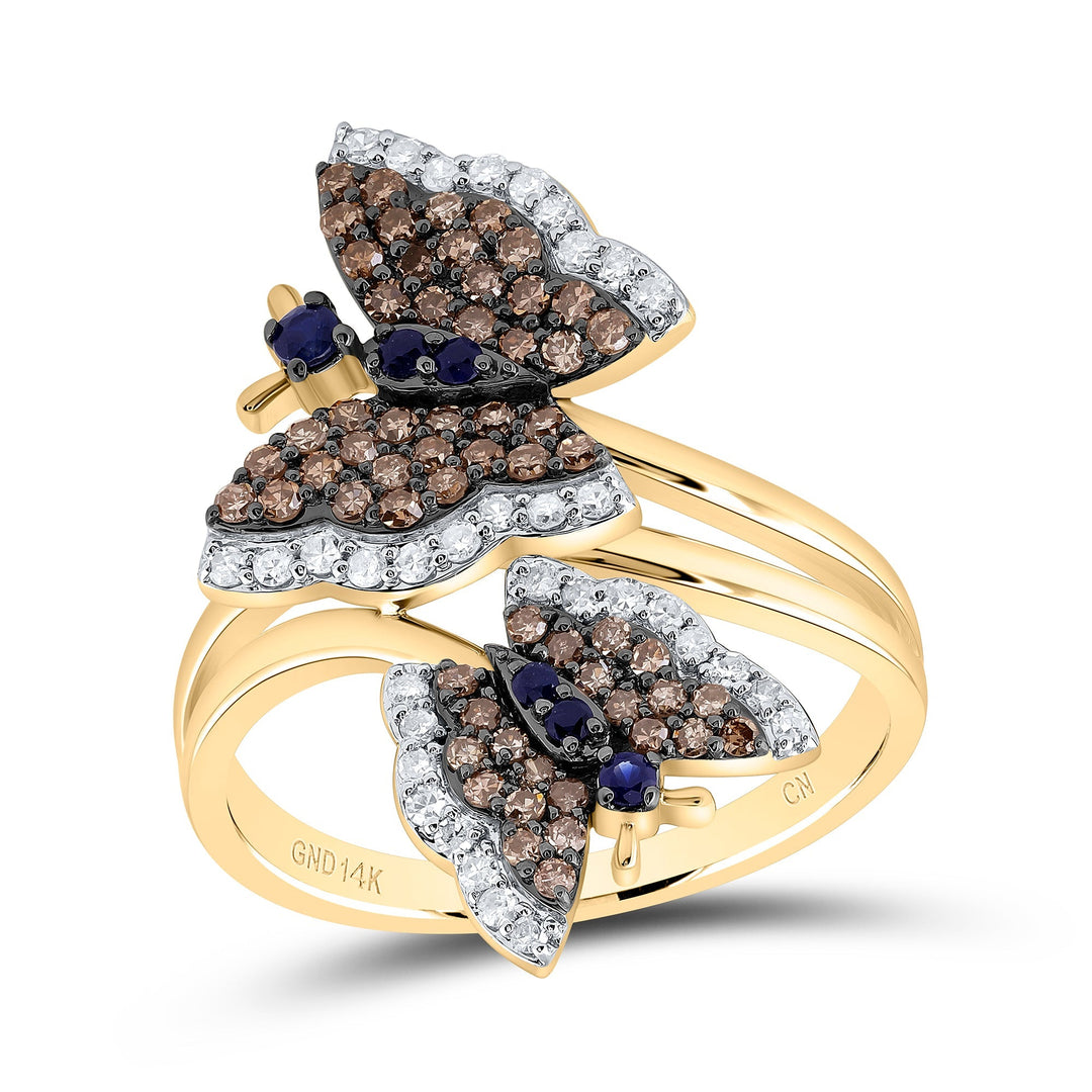 3/4CTW-NAT DIA CN 1/10CTW RD-BS NAT GEM BUTTERFLY RING 7 Daisy Joyeria