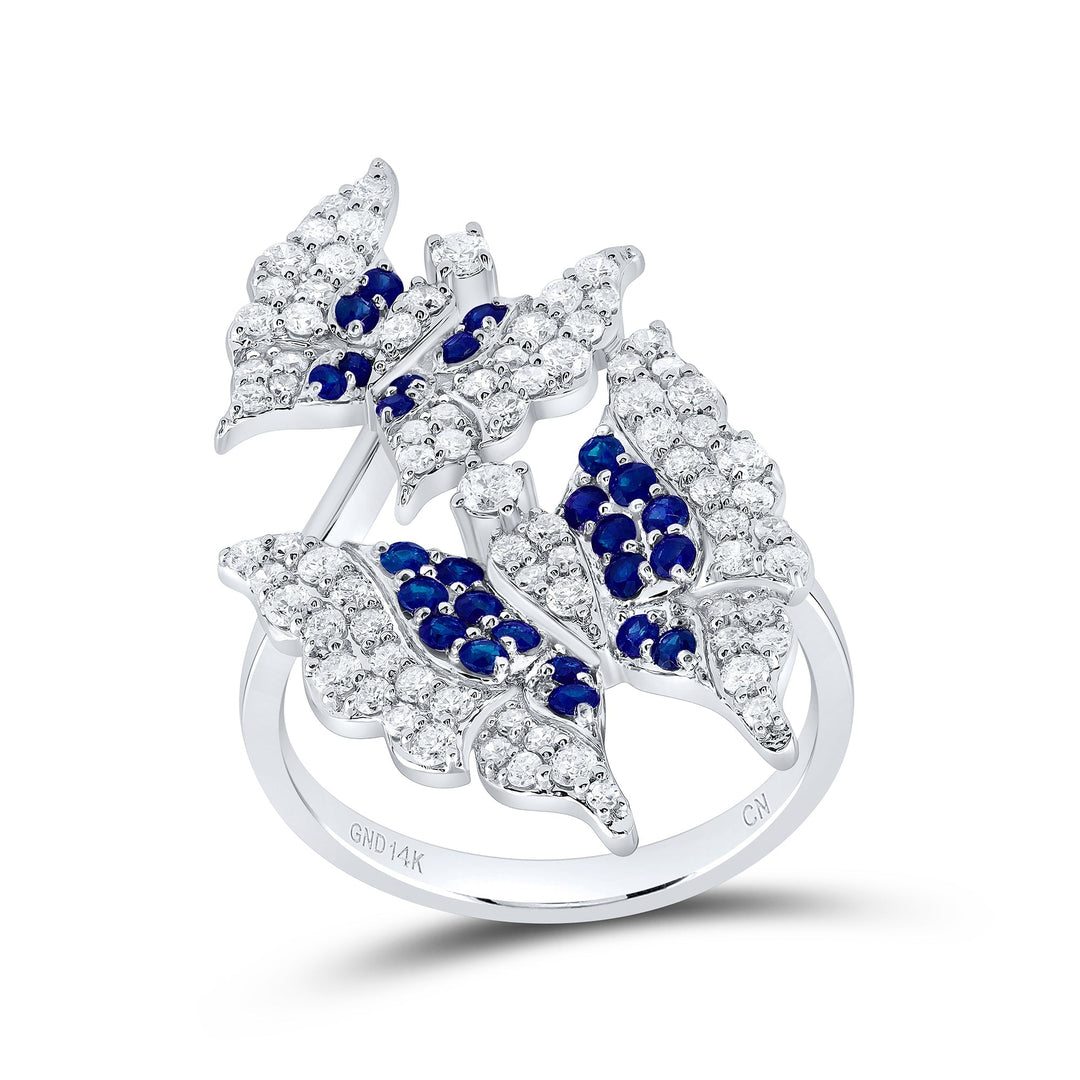 3/4CTW-NAT DIA CN 1/2CTW RD-BS NAT GEM BUTTERFLY RING 7 Daisy Joyeria