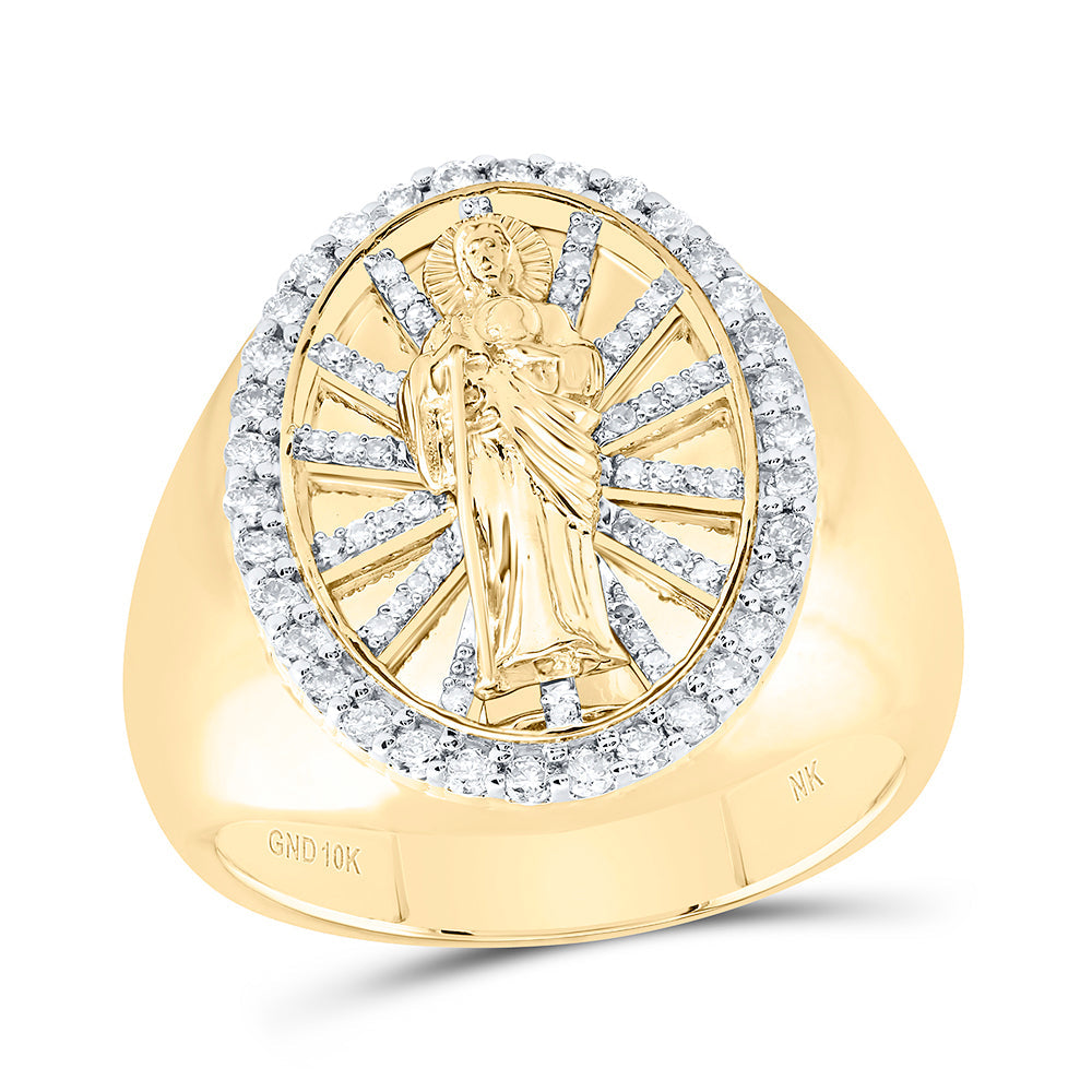 5/8CTW-NAT DIA NK ST.JUDE MENS RING 10 Daisy Joyeria