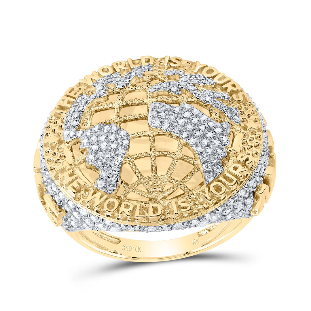 1 3/8CTW-NAT DIA NK "THE WORLD IS YOURS" MENS RING 10 Daisy Joyeria