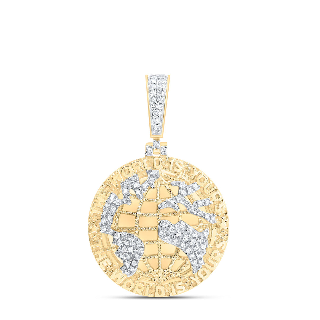 1/3CTW-NAT DIA NK "THE WORLD IS YOURS" MENS CHARM Daisy Joyeria