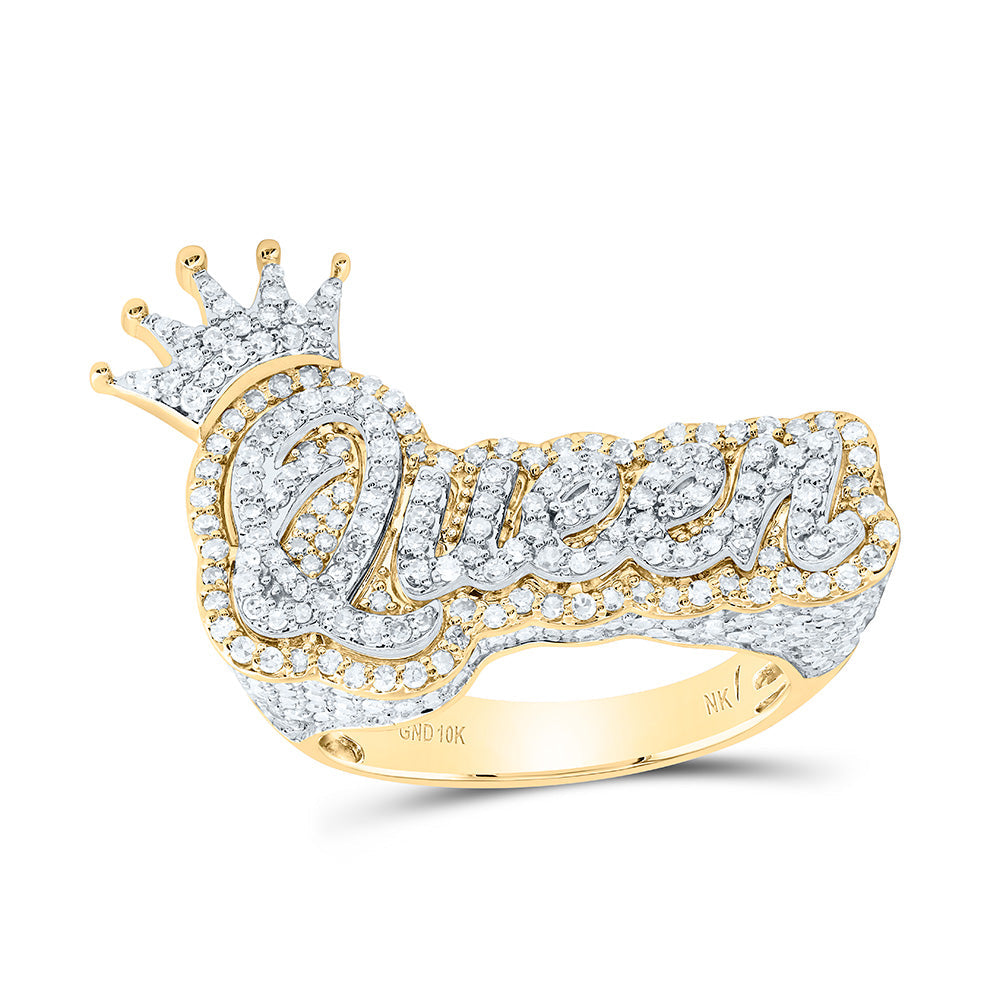 1 5/8CTW-NAT DIA NK FASHION "QUEEN" WITH CROWN RING 7 Daisy Joyeria