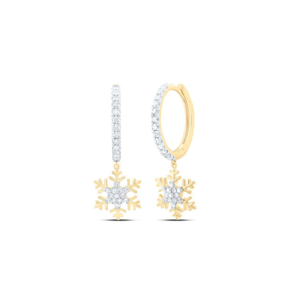 3/8CTW-NAT DIA NK FASHION SNOW FLAKE DANGLING EARRING Daisy Joyeria