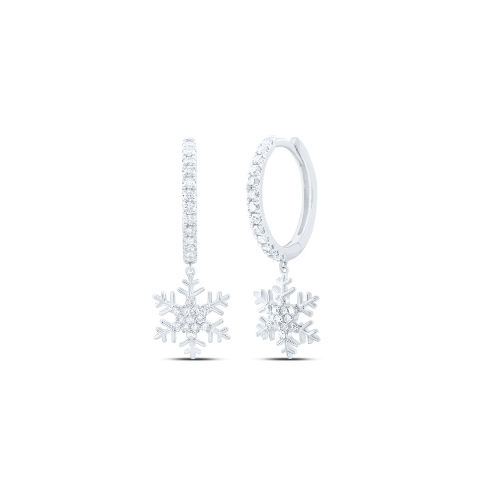 3/8CTW-NAT DIA NK FASHION SNOW FLAKE DANGLING EARRING Daisy Joyeria