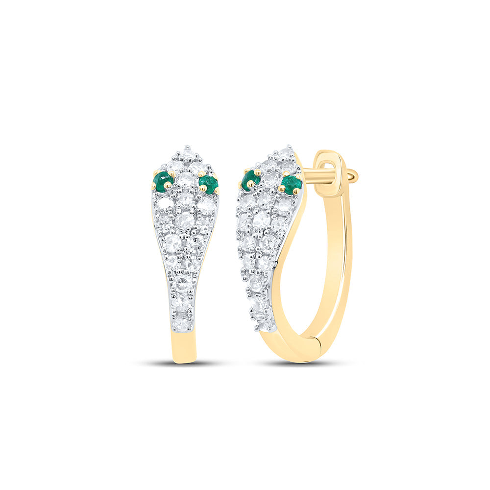 1/5CTW-DIA CN 0.03CT RD-EM NAT GEM SNAKE HOOP EARRING Daisy Joyeria