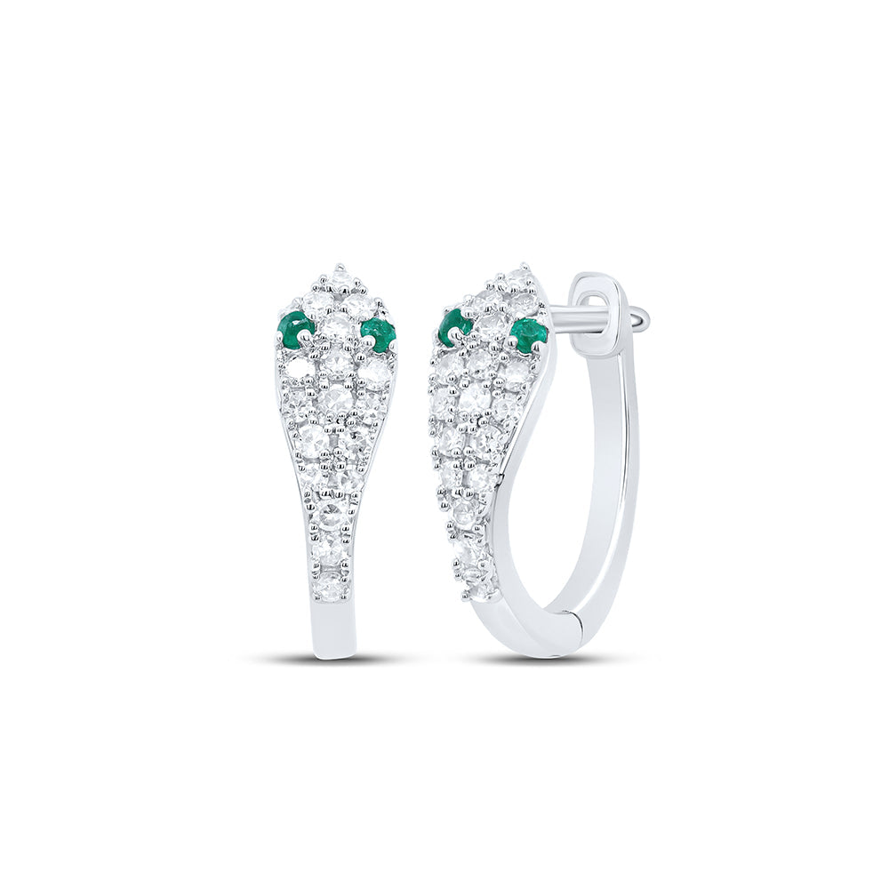 1/5CTW-DIA CN 0.03CT RD-EM NAT GEM SNAKE HOOP EARRING Daisy Joyeria