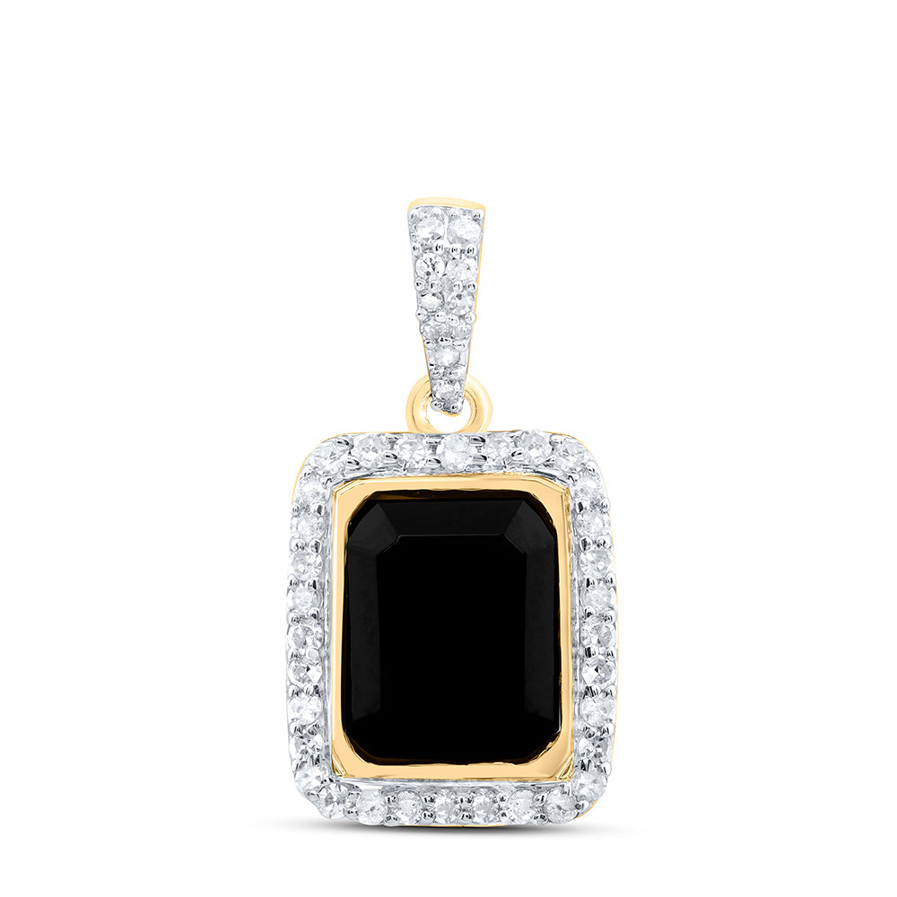 1/4CTW-DIA P1 9X7 MM EMERALD ONYX BLACK PENDANT Daisy Joyeria