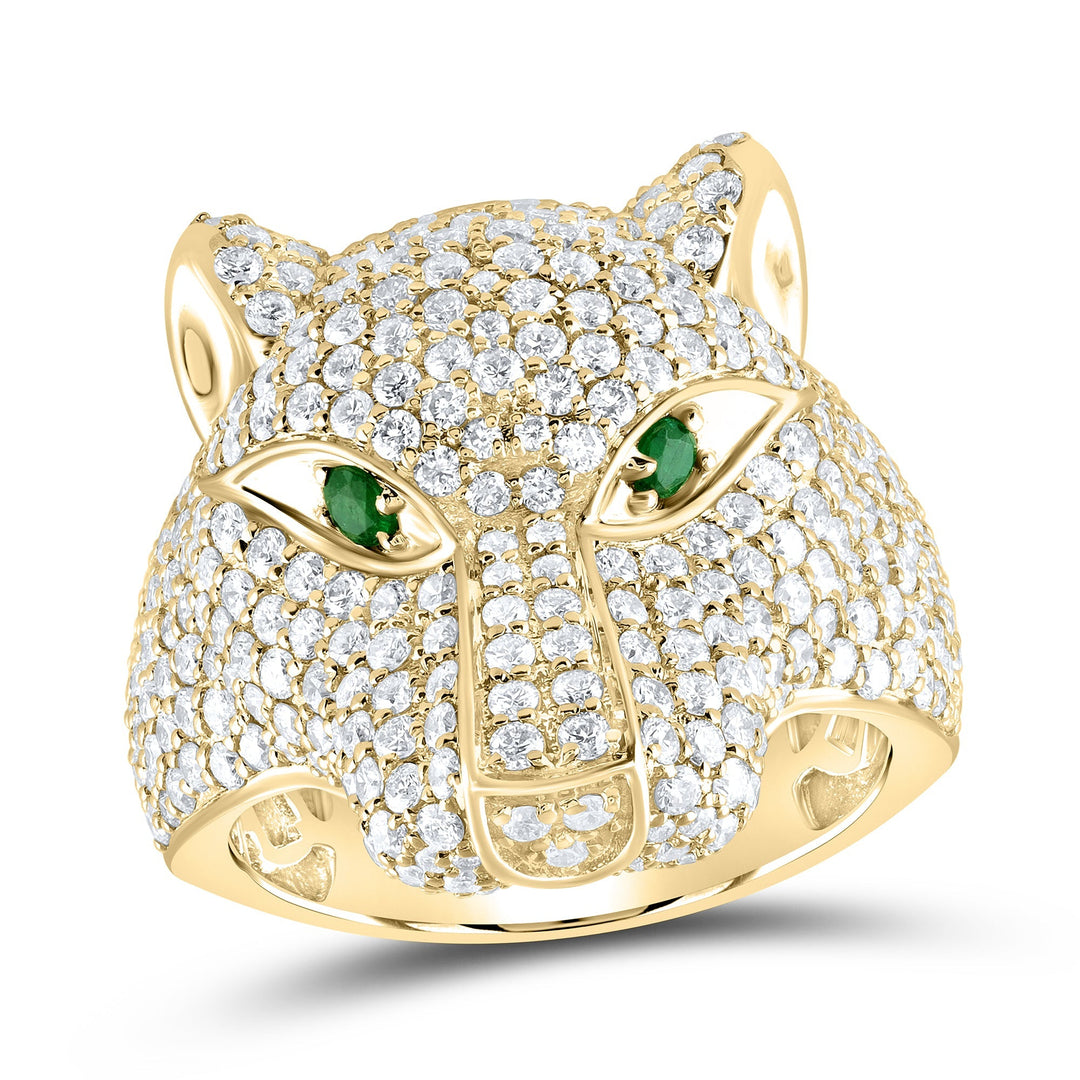 3CTW-DIA ANA M 0.12CT-EM-RD LADIES FASHION LEOPARD RING 7 Daisy Joyeria