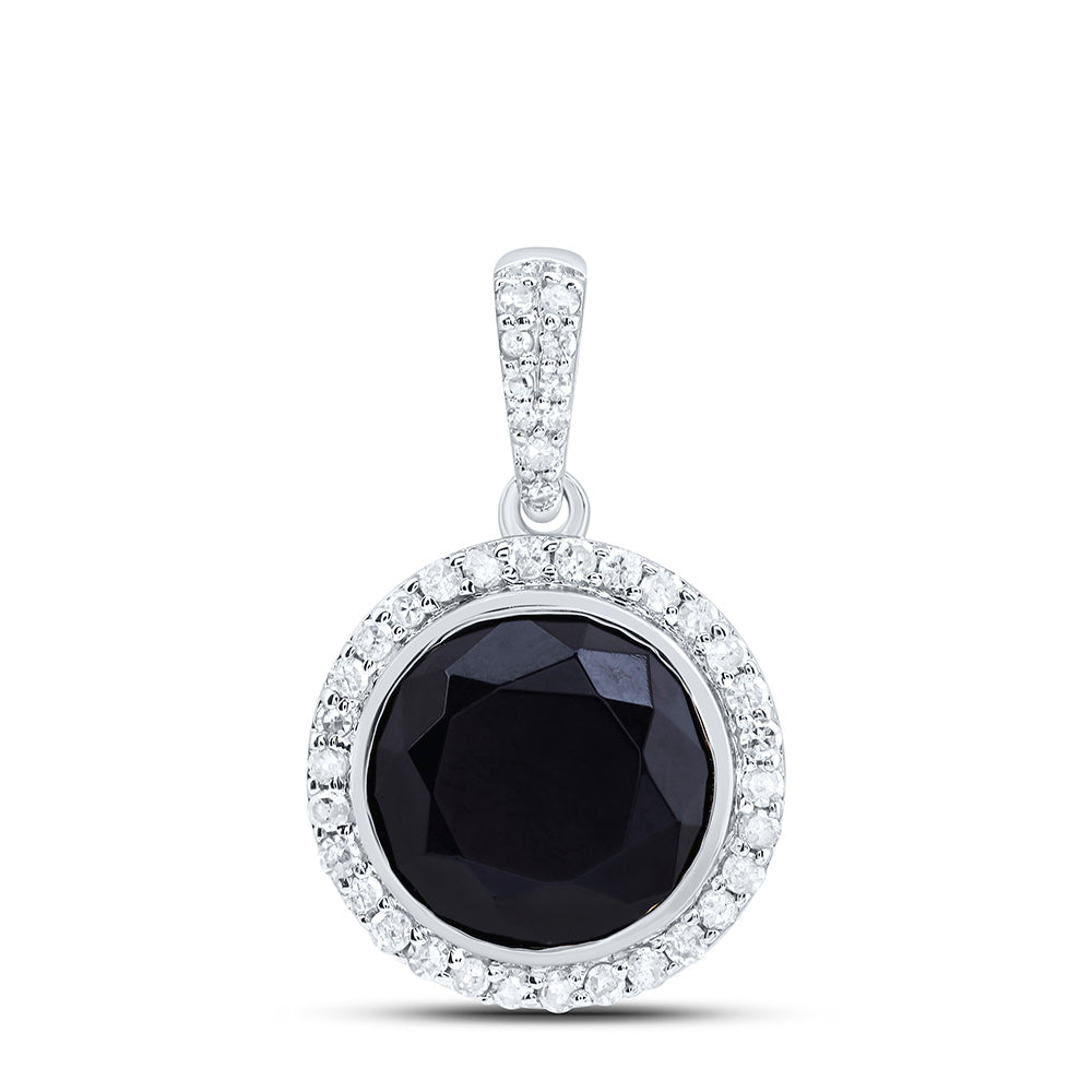1/4CTW-DIA P1 9 MM ROUND ONYX BLACK PENDANT Daisy Joyeria