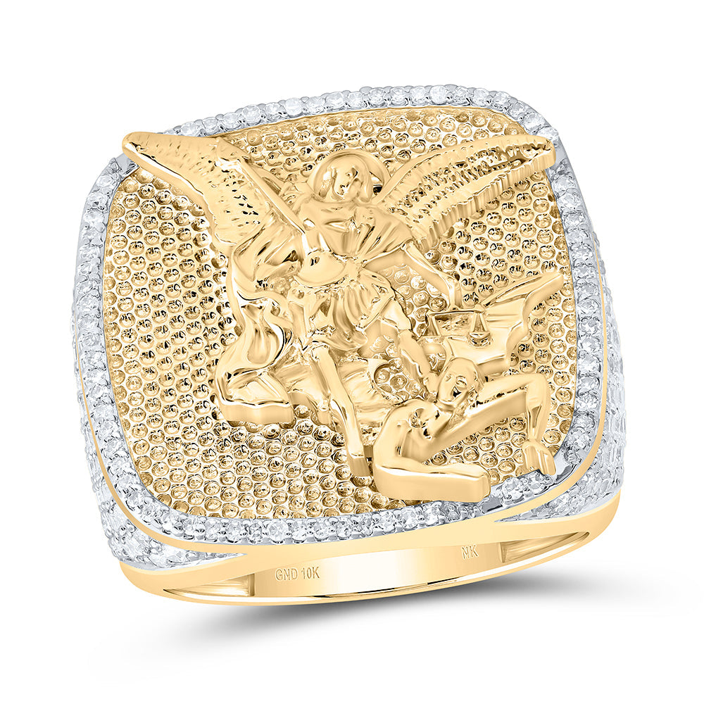 2 CTW-DIA NK MICHAEL ARCHANGEL MENS RING 10 Daisy Joyeria